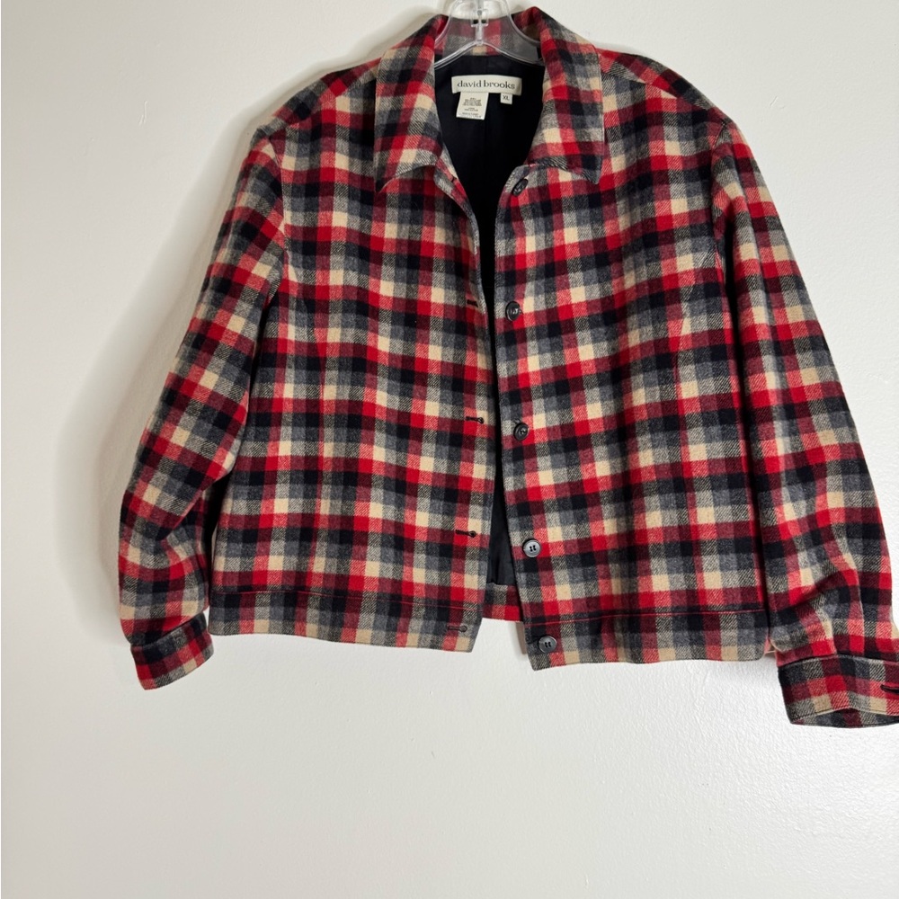 David Brooks Red and Black Lightweight Plaid Jacket